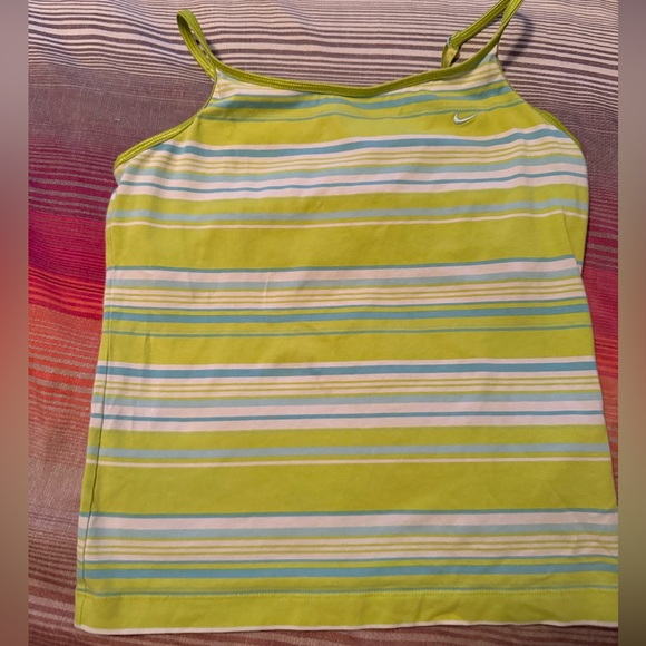Striped Nike Green and White  Sport Top - Picture 1 of 3